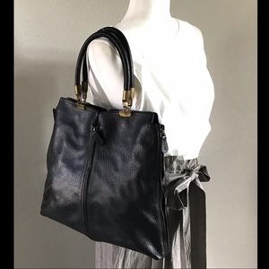 Sigerson Morrison- Multi Zip, Black Leather Tote